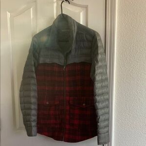 Red and Gray Plaid Quilted Jacket